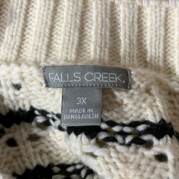 Women’s size 3X Fall’s Creek‎ novelty stitch sweater in off white and black. - Picture 3 of 6